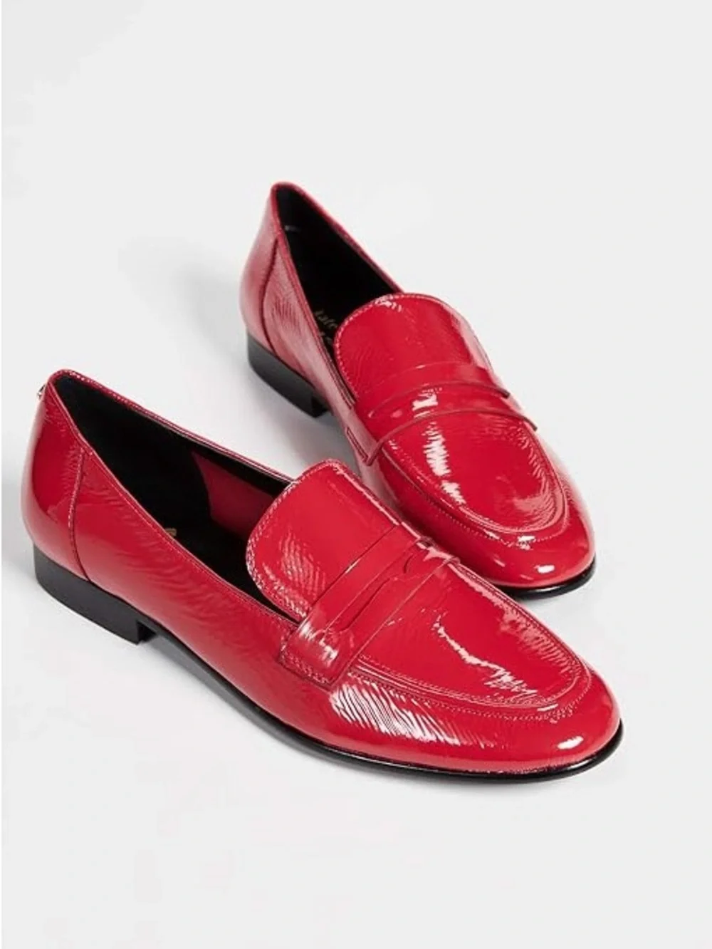 Kate Spade “Genevieve” crinkle parent loafers in Maraschino Red